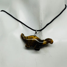 Load image into Gallery viewer, Tiger Eye Diplodocus Dinosaur Pendant | 3/4&#39; Long | Bronze | 1 Pendant Necklace|
