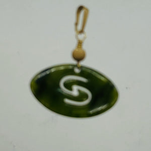 Jade New Zealand Maori Koru 14K Gold Filled Pendant | Green | 1" Long |
