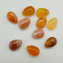 Load image into Gallery viewer, Botswana Agate Briolette Beads 10 Orange Pink Gemstone 12mm Jewelry Making
