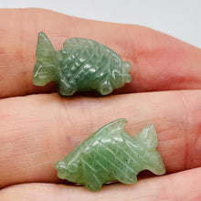 Load image into Gallery viewer, Swimmin&#39; 2 Carved Aventurine Fish Koi Carp Beads | 23x11x8mm | Green
