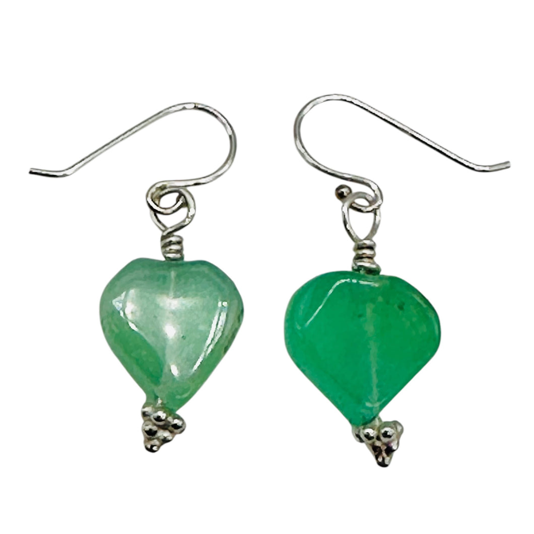 Chrysoprase Hearts Sterling Silver Earrings, Delightful | 1