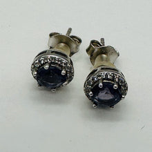 Load image into Gallery viewer, February Birthstone 5mm Purple Created Amethyst Sterling Silver Stud Earrings
