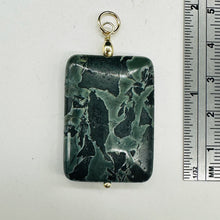 Load image into Gallery viewer, Tsunami Stone 14K Gold Filled Rectangle Pendant | 35x25x7.5mm | Green White | 1
