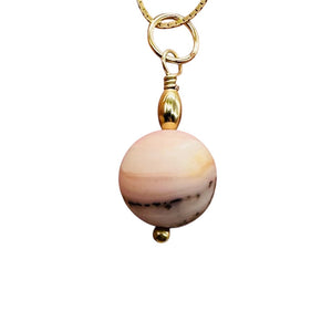 Pink Peruvian Opal Matte Finish Drop Bead Pendant | Pink | 1" Long |