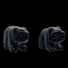 Load image into Gallery viewer, Roar! 2 Hand Carved Natural Obsidian Black Bear Animal Beads | 13x18x7mm | Black
