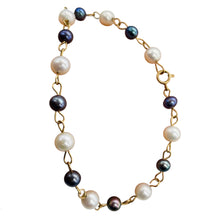 Load image into Gallery viewer, Peacock/Cream Fresh Water Pearl 14Kgf Bracelet 400005
