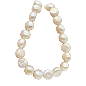 Baroque Creamy White FW Pearl 8" Strand| 9.5x9x6 to 13x9x6mm| White| 21 Pearls |