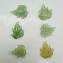 Load image into Gallery viewer, New Jade Carved Serpentine Leaf Bead Set | 28x23x4 to 23x24x4mm | 6 Beads |
