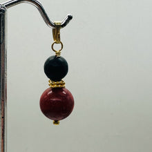 Load image into Gallery viewer, Black Stone Africa Round Bead and Coral 14K Gold Filled Pendant | Black Matte |
