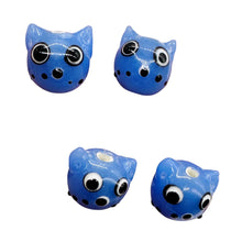 Load image into Gallery viewer, Kitty Cat Ceramic Round Beads | 15mm | Cornflower Blue | 4 Beads |
