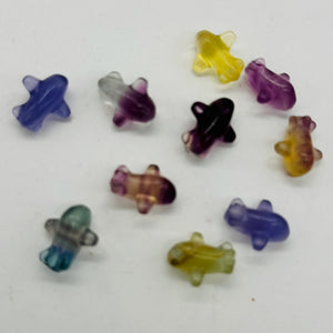 Fluorite Miniature Airplane Figurines | 10 Figurines | | 16x15x9mm | Multi