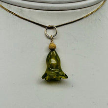 Load image into Gallery viewer, Jade Lily Flower 14K Yellow Gold Filled Pendant | Green | 1&quot; Long |
