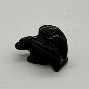 Soaring Carved Onyx Eagle Animal Figurine Bead | 18x18x7mm | Silver black