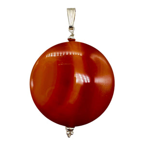 Carnelian 2" Long Round Pendant | 40mm (Carnelian) | Orange | 1 Pendant |