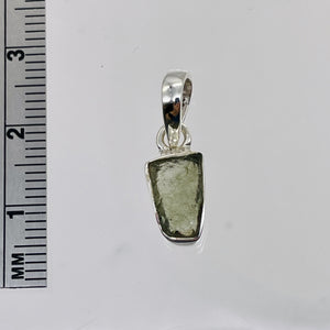 Moldavite 7.8ct Sterling Silver Rectangle | 3/4" Long | Green | 1 Pendant |