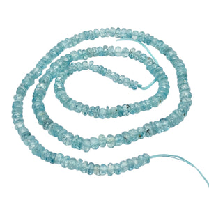 78.9cts Natural Blue Zircon 4x2.5-3x1.5mm Graduated Faceted Bead Strand 10845