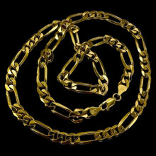 Load image into Gallery viewer, Italian 18K Gold Vermeil Figaro Chain Necklace 7mm 24" Sterling Silver 36g
