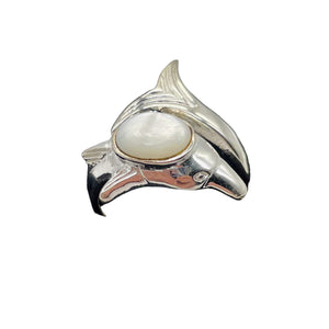 Mother of Pearl Leaping Dolphin Sterling Silver Ring | Size 6 | Silver | 1 Ring|
