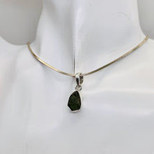 Load image into Gallery viewer, Moldavite 8.11ct Sterling Silver Oval Pendant | 7/8&quot; Long | Green | 1 Pendant |
