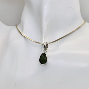 Moldavite 8.11ct Sterling Silver Oval Pendant | 7/8" Long | Green | 1 Pendant |