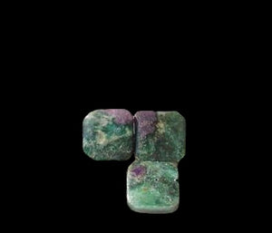 3 Natural Ruby Fuschite 13x13mm Square Coin Beads 9575