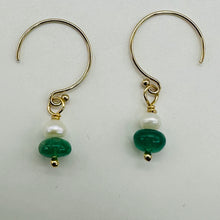 Load image into Gallery viewer, Emerald AAA Gemstone Earrings with 14K Yellow Gold Filled Findings| 3/4" Long |
