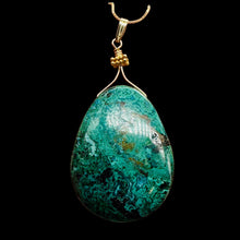 Load image into Gallery viewer, USA Natural Chyrsocolla 14K Gold Filled Pendant | Green, Blue | 2 1/4&quot; Long |
