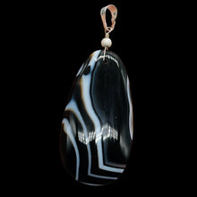 Load image into Gallery viewer, Stunning Black and White Sardonyx Sterling Silver Pendant | 3 1/4&quot; Long |
