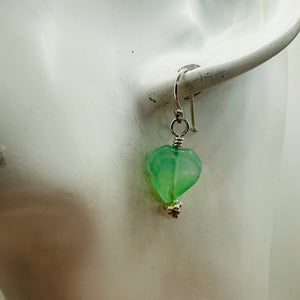 Chrysoprase Hearts Sterling Silver Earrings, Delightful | 1" Long |