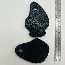Load image into Gallery viewer, Lava Stone Carved Teardrop Pendant Beads | 55x38x6mm | Black | 2 Beads |
