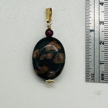 Load image into Gallery viewer, Natural Poppy Ocean Jasper 14K Gold Filled Pendant | Pink, Black | 1 1/4&quot;}
