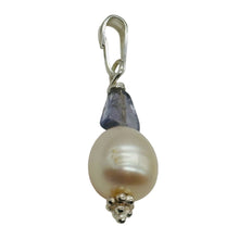 Load image into Gallery viewer, Iolite, Fresh Water Large Pearl Sterling Silver Drop Pendant | 1&quot; Long |
