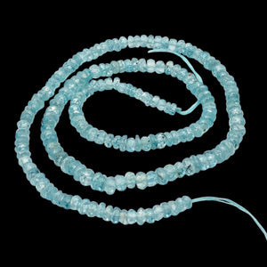 78.9cts Natural Blue Zircon 4x2.5-3x1.5mm Graduated Faceted Bead Strand 10845