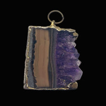 Load image into Gallery viewer, Amethyst Crystal Slice Gold Framed | 1 1/4&quot; Long | Purple Clear | 1 Pendant |
