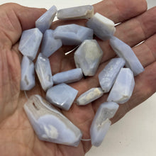 Load image into Gallery viewer, Drusy Blue Chalcedony 100g Quadrilateral Strand| 40x25 to 22x18mm | Blue, White
