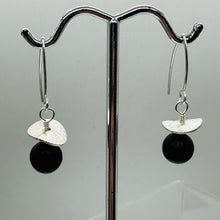 Load image into Gallery viewer, Black Stone - Africa Round Bead and Sterling Silver Earrings| Black Matte|
