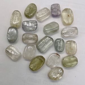 Kunzite Flat Nugget Bead Strand | 22x15x6 to 19x14x8mm | Green, Clear| 19 Beads|