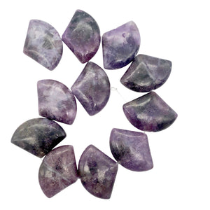 Natural Lepidolite Fan Bead Half-Strand | 25x18x6mm | Purple | Fan | 11 beads |