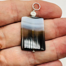 Load image into Gallery viewer, Sardonyx Agate Sterling Silver Pendant | Orange, White, Black | 1 3/4&quot; Long |
