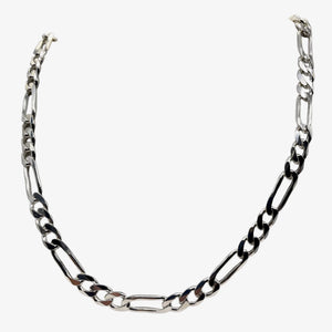 30" Heavy Figaro Sterling Silver Chain Necklace | 7 mm Wide | 46 Grams |