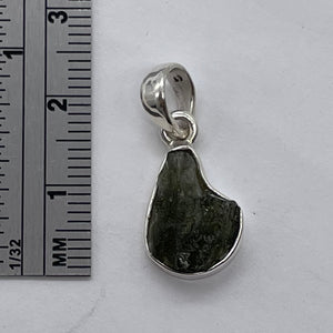 Moldavite 10.99ct Sterling Silver Teardrop Pendant | 1" Long | Green | 1 Pendant