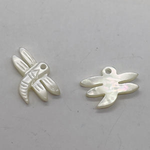 Dragonfly Premium Hand Carved Etched Mother-of-Pearl Beads | 16x10mm | 2 Beads |