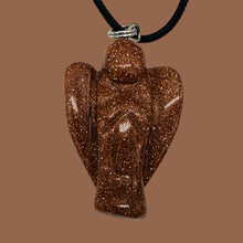 Load image into Gallery viewer, Goldstone Angel Pendant Necklace | 3/4&#39; Long | Red, Gold | 1 Pendant Necklace |
