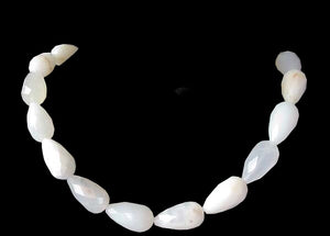 2 Glamorous White African Opal Faceted Teardrop Beads 4655