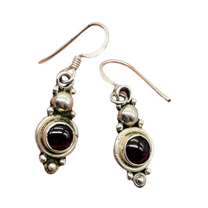 Fabulous Goddess Red Garnet Sterling Silver Drop/Dangle Earrings! | 1" Long |