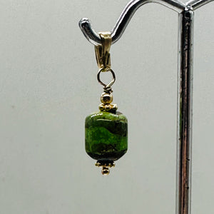 Gaspeite AAA 14K Gold Filled Pendant | 3/4" Long | Green, Brown |