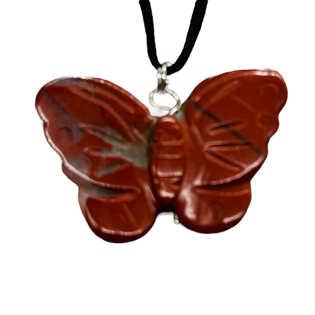Brecciated Jasper Stone Butterfly Pendant| 1