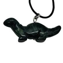 Load image into Gallery viewer, Kambaba Jasper Diplodocus Dinosaur Pendant | 3/4&#39; Long | Black, Green |
