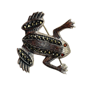 Marcasite Sterling Silver Frog Pin | 1 1/4" Long | Silver | 1 Sweater Pin |