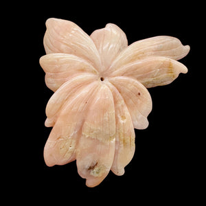 Peruvian Opal 163ct Carved Flower Pendant Bead | 60x80x7mm | Pink | 1 Bead |